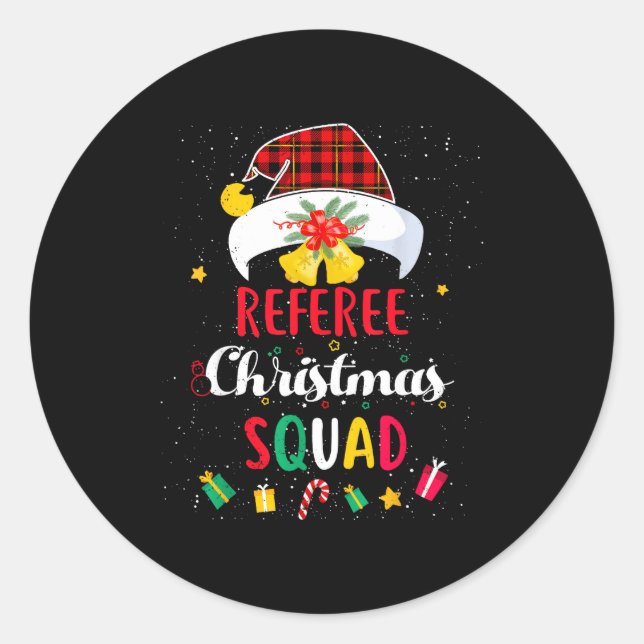Pegatina Redonda Referee Christmas Squad Santa Hat Umre Match  (Anverso)