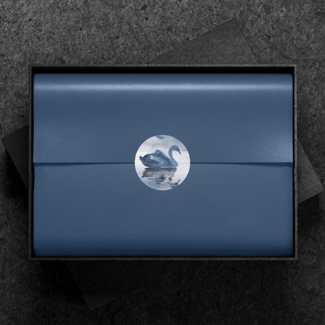 Pegatina Redonda Reflejos Brumosos | Boda Cisne Lago Azul Polvorien (Subido por el creador)