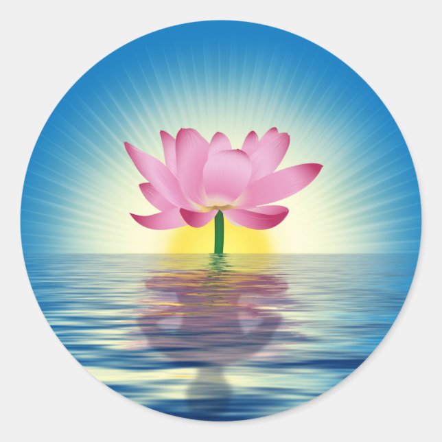 Pegatina Redonda Reflexión de Lotus (Anverso)