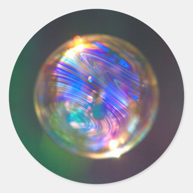 Pegatina Redonda Reflexión sobre la burbuja flotante (Anverso)