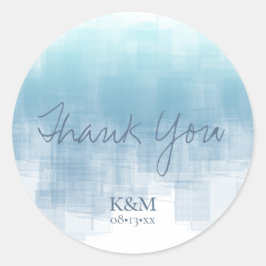 Pegatina Redonda Reflexiones de acuarela Gracias Dusty Blue ID774