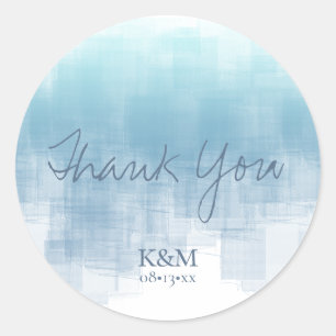 Pegatina Redonda Reflexiones de acuarela Gracias Dusty Blue ID774