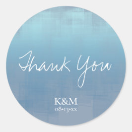 Pegatina Redonda Reflexiones de acuarela Gracias Dusty Blue ID774