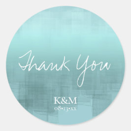 Pegatina Redonda Reflexiones de acuarela Gracias ID774 Verde azulad