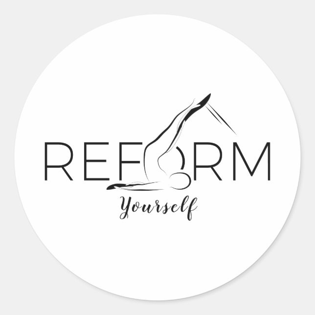 Pegatina Redonda Reforma de Pilates Instructores (Anverso)