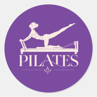 Pegatina Redonda Reformer de Pilates - Morado y Rosa Pálido