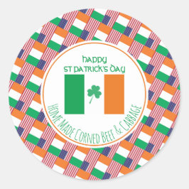 Pegatina Redonda Refrigerio de carne de ternera de maíz IRLANDÉS he