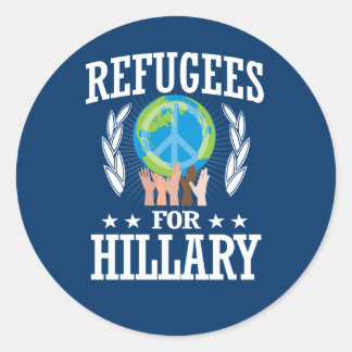 PEGATINA REDONDA REFUGIADOS PARA HILLARY