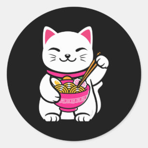 Pegatina Redonda Regalo adolescente de Neko Cat Ramen Anime Kawaii