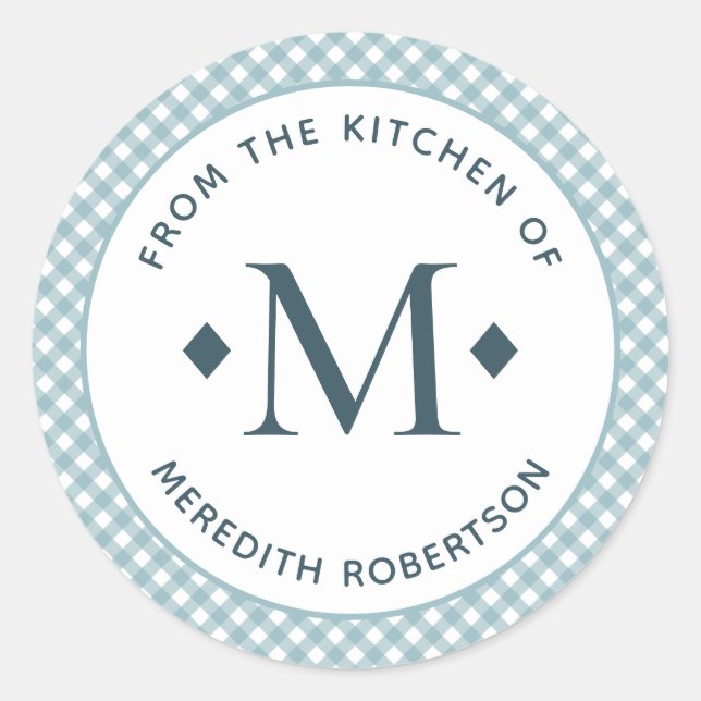 Pegatina Redonda Regalo alimentario de la cocina del Monograma Verd (Anverso)