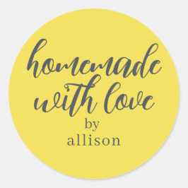 Pegatina Redonda Regalo Amarillo Personalizado Hecho con Amor