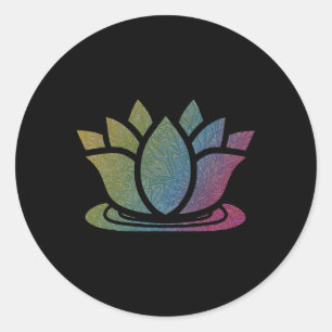 Pegatina Redonda Regalo Bonito Flor de Loto Yoga Meditación Namaste