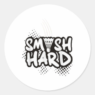 Pegatina Redonda Regalo Campeón Smash Bádminton Duro
