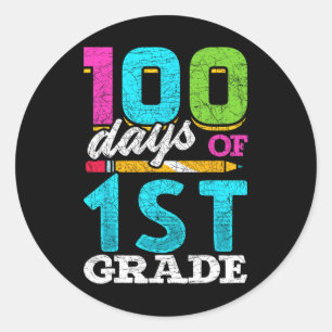 Pegatina Redonda Regalo de 100 días de escuela para estudiantes de