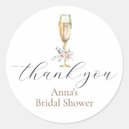 Pegatina Redonda Regalo de agradecimiento de Brunch y champán burbu