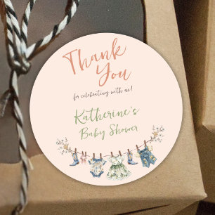 Pegatina Redonda Regalo de agradecimiento para baby shower con tend
