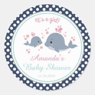 Pegatina Redonda Regalo de agradecimiento para baby shower de balle