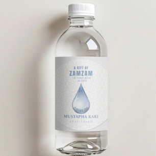 Pegatina Redonda Regalo de agua personalizado de ZamZam agua en Ea