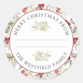 Pegatina Redonda Regalo de alimentos para Navidades de la Cruz Roja