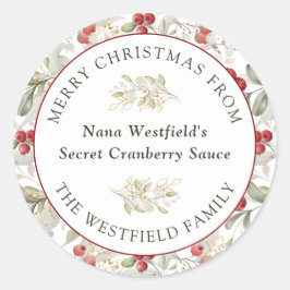 Pegatina Redonda Regalo de alimentos para Navidades de la Cruz Roja