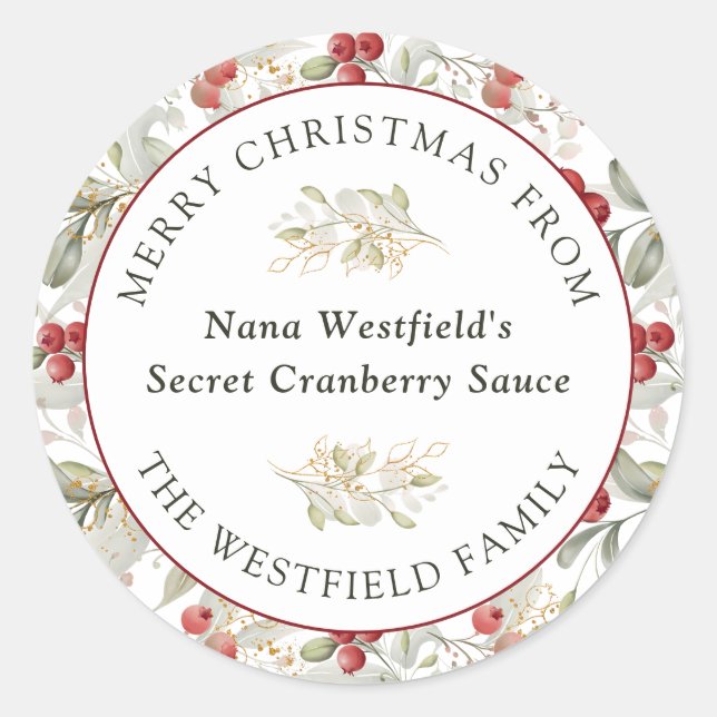 Pegatina Redonda Regalo de alimentos para Navidades de la Cruz Roja (Anverso)