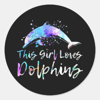 Pegatina Redonda regalo de amante de los delfines| a este chica le 