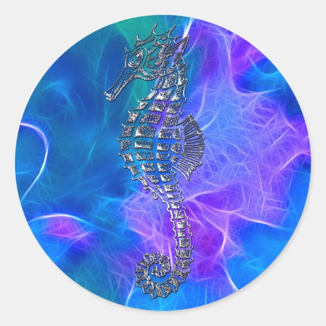 Pegatina Redonda Regalo de animales marinos de caballo de mar (Anverso)