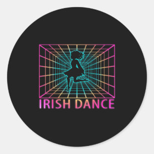 Pegatina Redonda Regalo de bailarín retro de baile irlandés