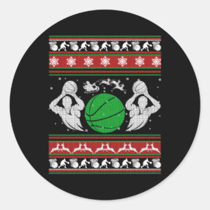 Pegatina Redonda Regalo de Baloncesto de Navidad