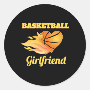 Pegatina Redonda Regalo de baloncesto Fiery Heart Baloncesto