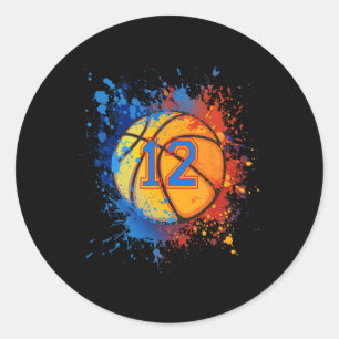 Pegatina Redonda Regalo de baloncesto por 12 años para niño