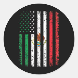 Pegatina Redonda Regalo de bandera de México 4 de julio Usa america