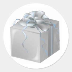 Pegatina Redonda Regalo de Boda plateado