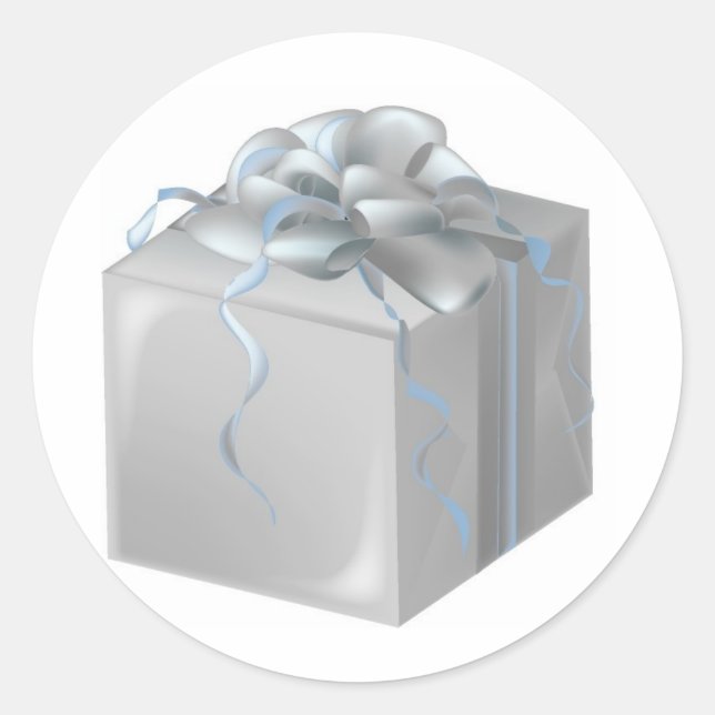 Pegatina Redonda Regalo de Boda plateado (Anverso)