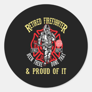 Pegatina Redonda Regalo de bomberos Retirados Bomberos y Orgullos