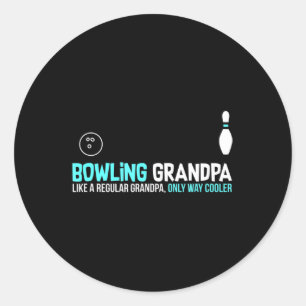 Pegatina Redonda Regalo de Bowling Grandpa Fun Cute League