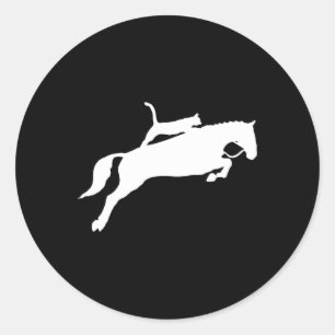 Pegatina Redonda Regalo de caballo de un gato en una camiseta con u