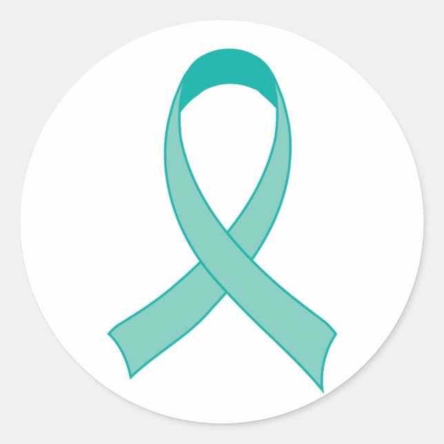 Pegatina Redonda Regalo de camiseta de cinta Verde azulada personal (Anverso)