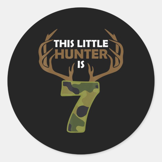 Pegatina Redonda Regalo de caza de venados de 7 años por B (Anverso)