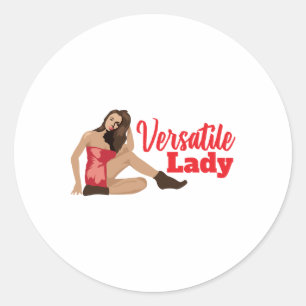 Pegatina Redonda Regalo de Chica de Nose Art Versatile Lady Pin Up
