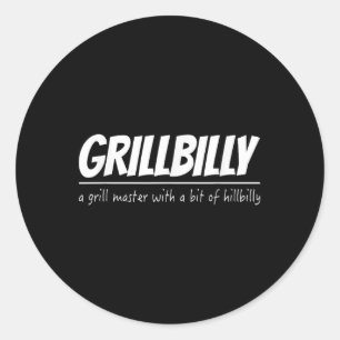 Pegatina Redonda Regalo De Chiste Grillbilly Barbecue Para El Maest