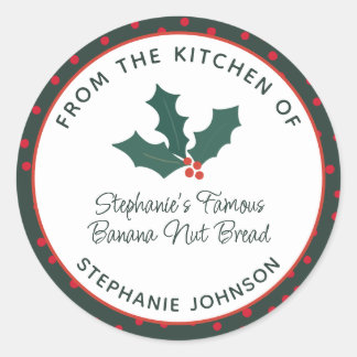Pegatina Redonda Regalo de comida de vacaciones de la cocina de