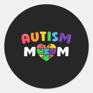 Pegatina Redonda Regalo de conciencia sobre el autismo de mamá