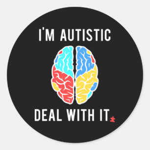 Pegatina Redonda Regalo De Concienciación De Autismo Divertido Para