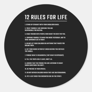 Pegatina Redonda Regalo De Cumpleaños 12 Reglas De Vida