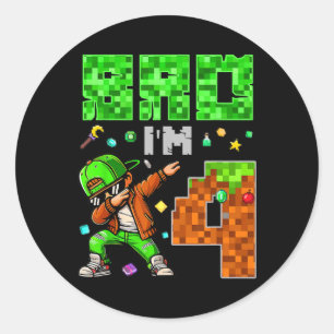 Pegatina Redonda Regalo de cumpleaños al estilo Pixel Dab Gamer par