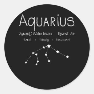 Pegatina Redonda Regalo de cumpleaños con signo zodiacal Acuario vi