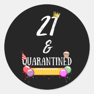 Pegatina Redonda Regalo de cumpleaños de cuarentena de 21 años