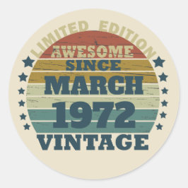 Pegatina Redonda Regalo de cumpleaños vintage personalizado