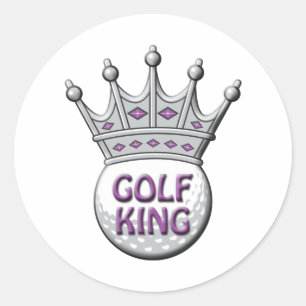 Pegatina Redonda Regalo de dadismo del día del Rey del Golf